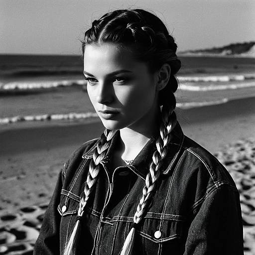 Two-Strand Braids Beach Editorial Portrait
