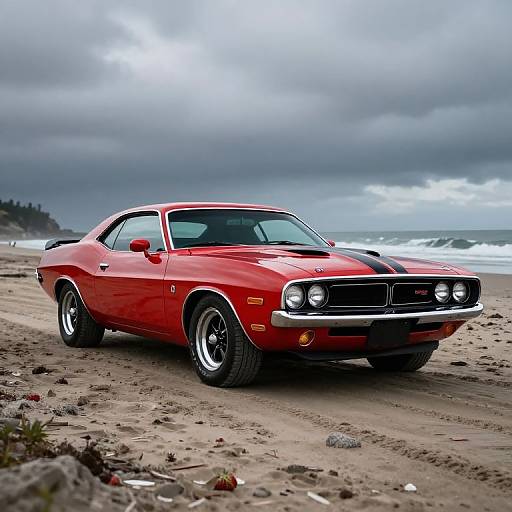 Classic 1970 Dodge Challenger R/T on Rugged Beach
