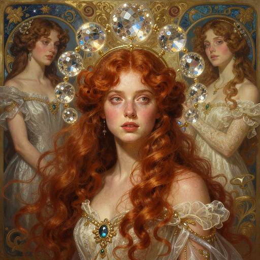 Surrealist Redhead with Crystal Halo