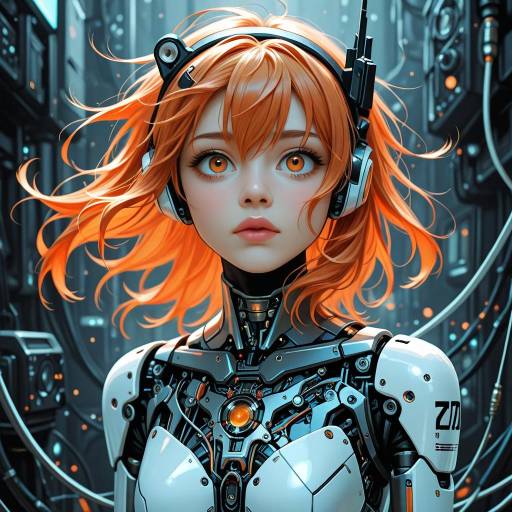 Futuristic Android Girl in Industrial Setting