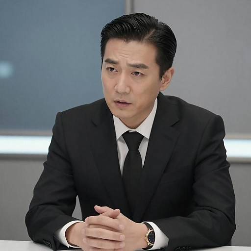 Serious Man in Black Suit Portrait