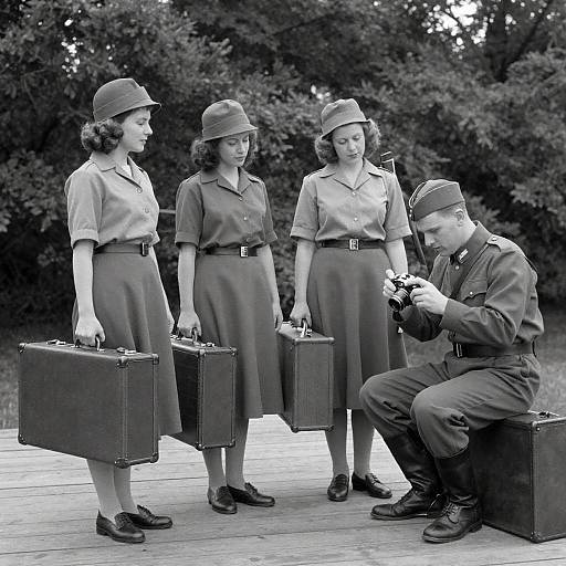 1940s Black-and-White Military Deck Portrait