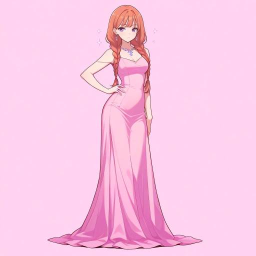 Chic Woman in Elegant Dress and Braids Chic Woman in Elegant Dress and Braids