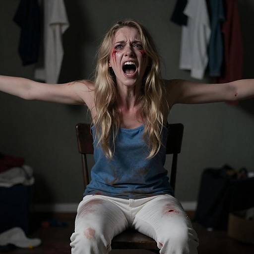 Terrifying Portrait of a Scared Woman