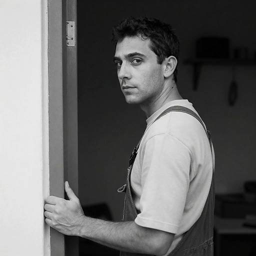 Moody Portrait of a Man in Overalls