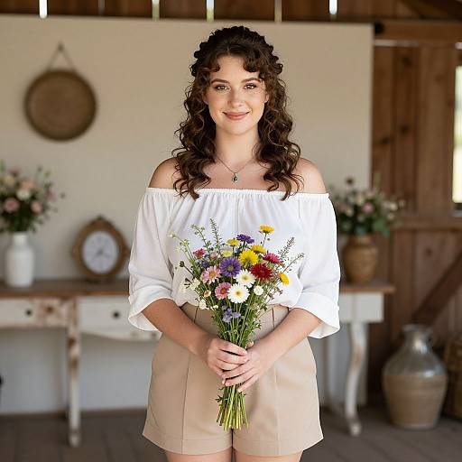 Soft Curly Half-Up Casual Wedding Hairstyle