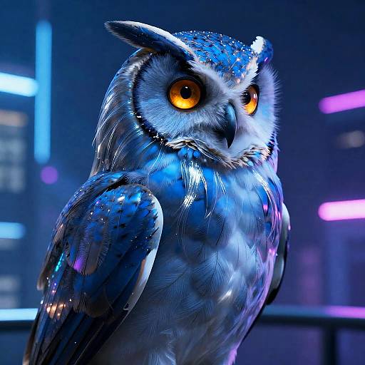 Cybernetic Owl Elegance in Neon City