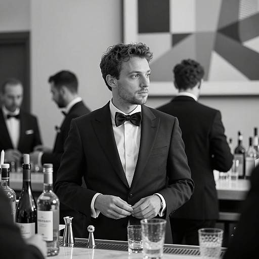 Man in tuxedo at elegant bar