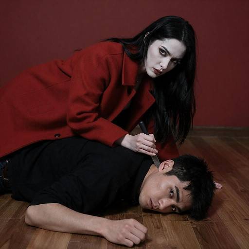 Intense Encounter on Wooden Floor