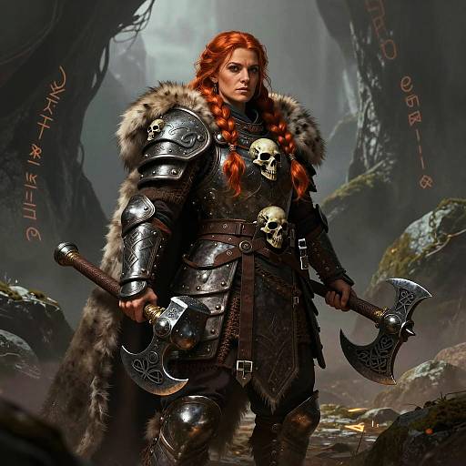 Sturdy Female Dwarf Shieldmaiden in Armor