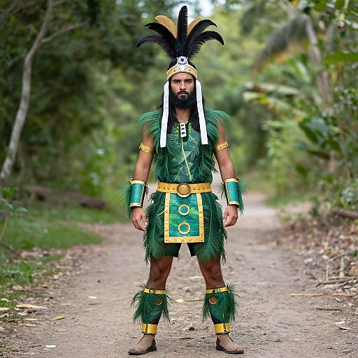 Bearded Man in Jungle Costume