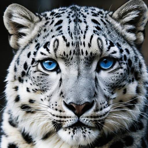 Extreme Close-Up of Snow Leopard with Blue Eyes