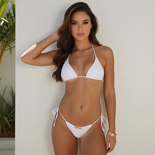 Sunlit Woman in White Bikini