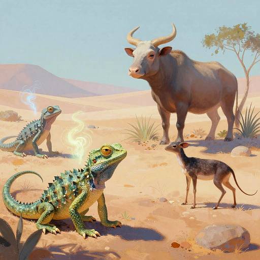 Mystical Desert Oasis Creatures