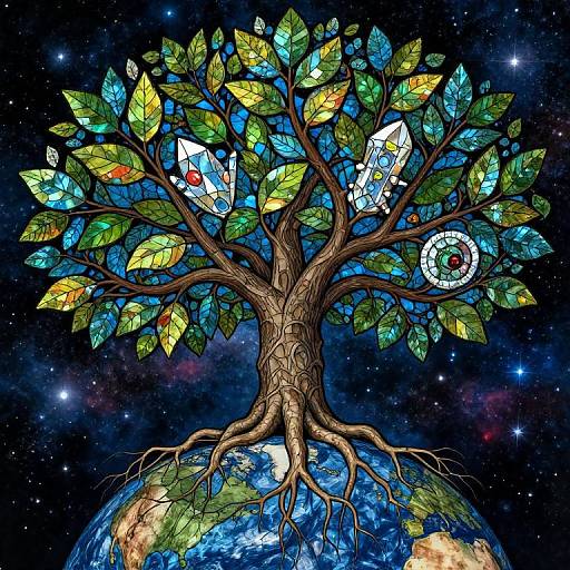 Celestial Tree in Blake's Mystical Style