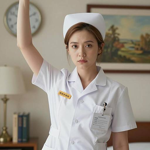 Serious Nurse in Clinical Environment