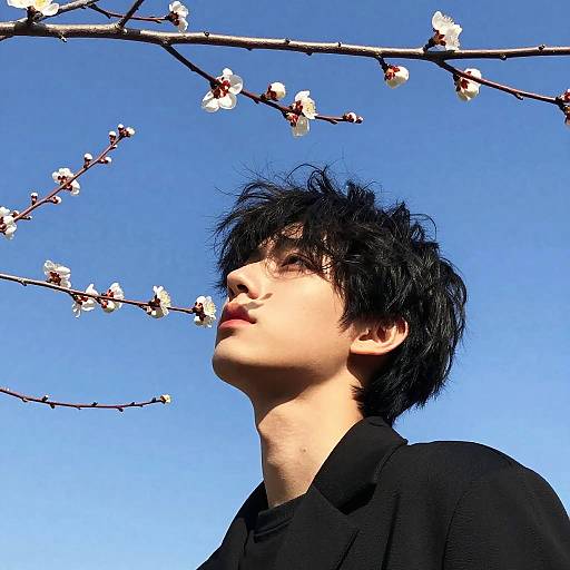 Tousled Hair Under Bright Blue Sky