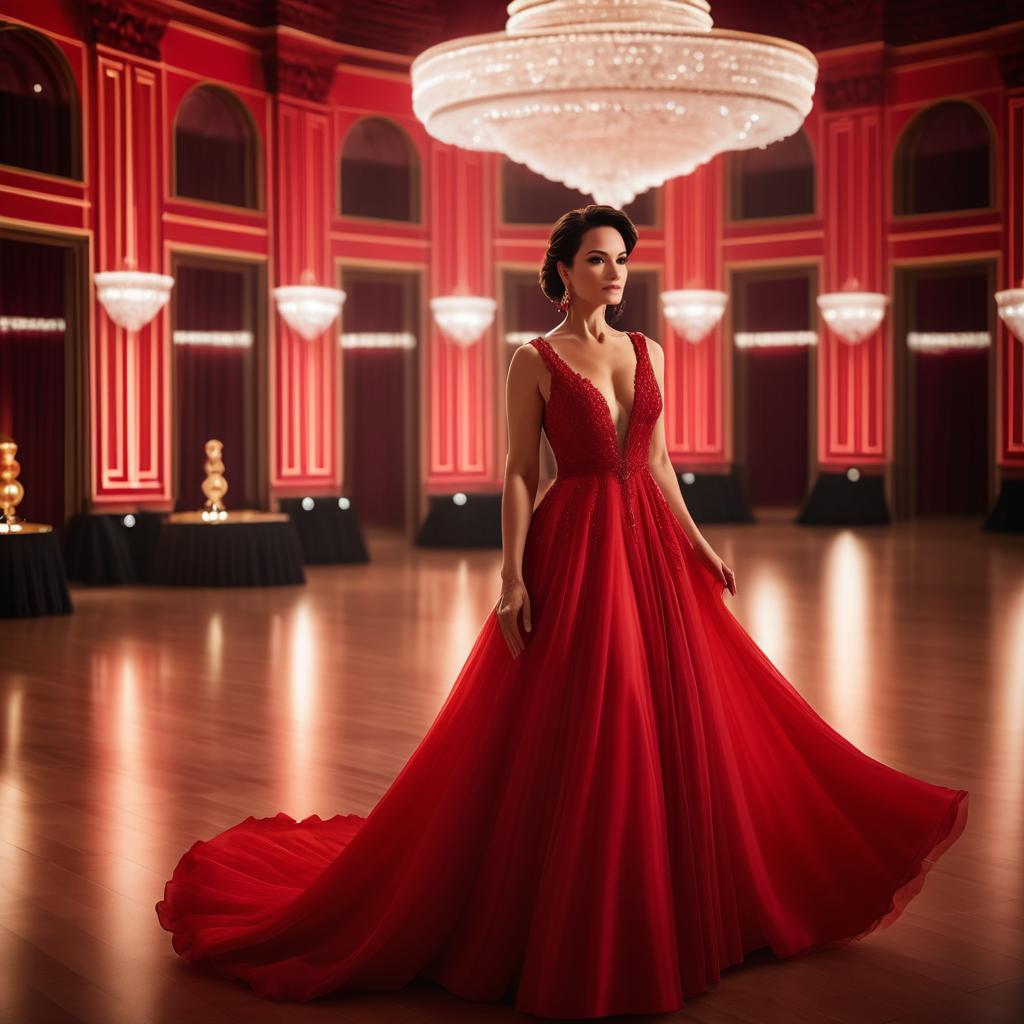 Elegant Woman in Luxurious Ballroom