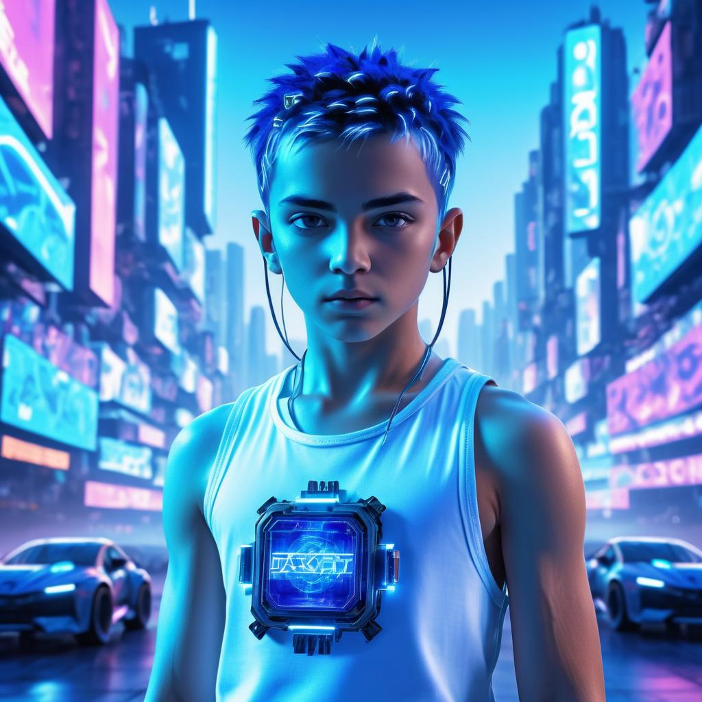 Cyberpunk Boy with Blue Enhancements