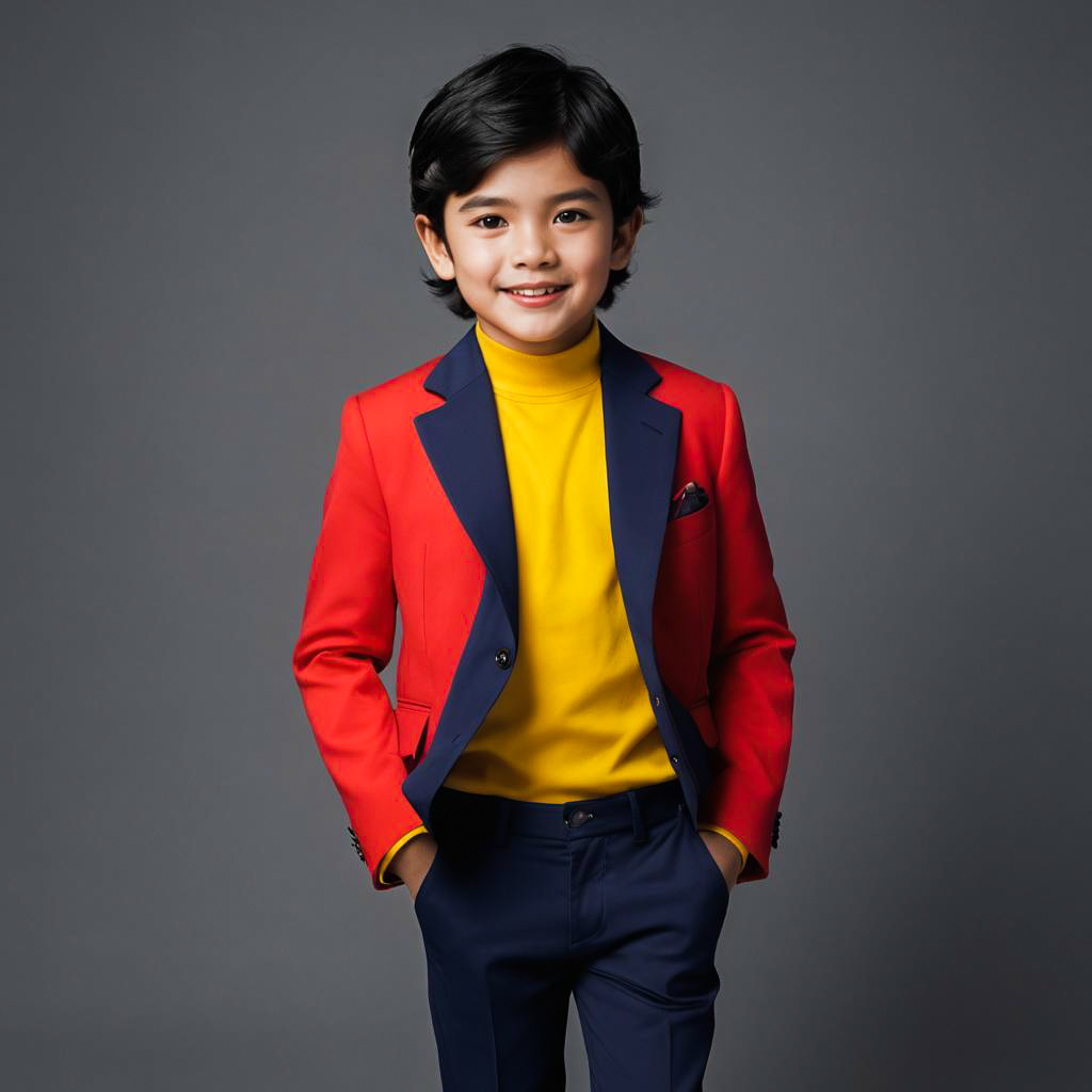 Vibrant Studio Portrait of a Young Boy