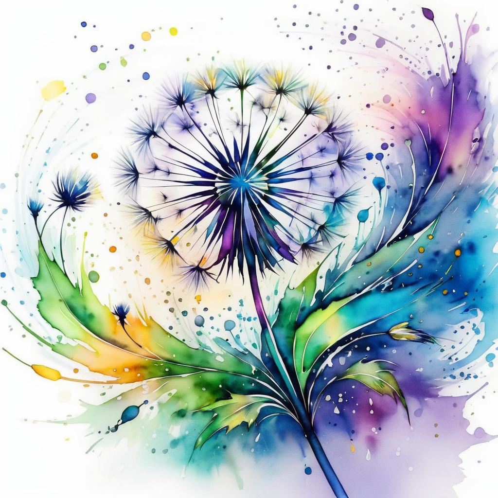 Whimsical Watercolor Dandelion Tattoo Design