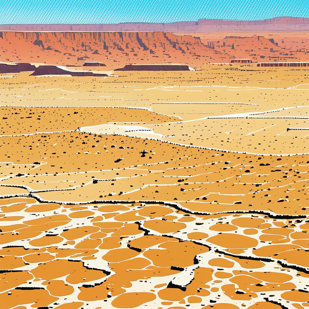 Vivid Comic-Style Barren Badlands Scene