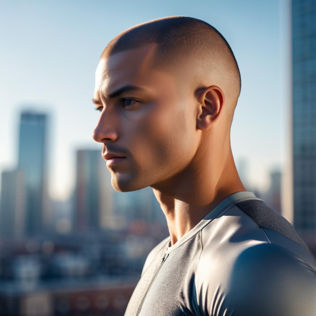 Athletic Man in Bright City Light