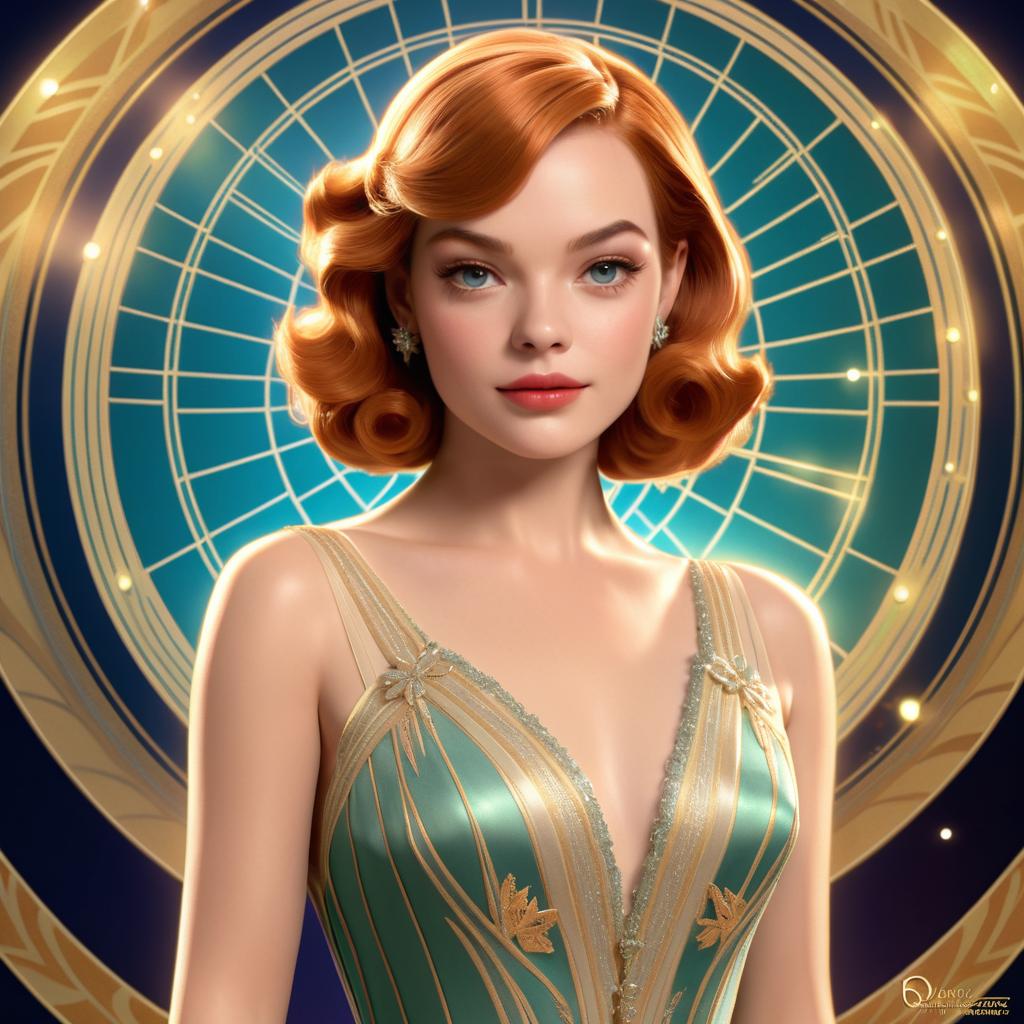 Glamorous Emma Stone in Vintage Art Deco