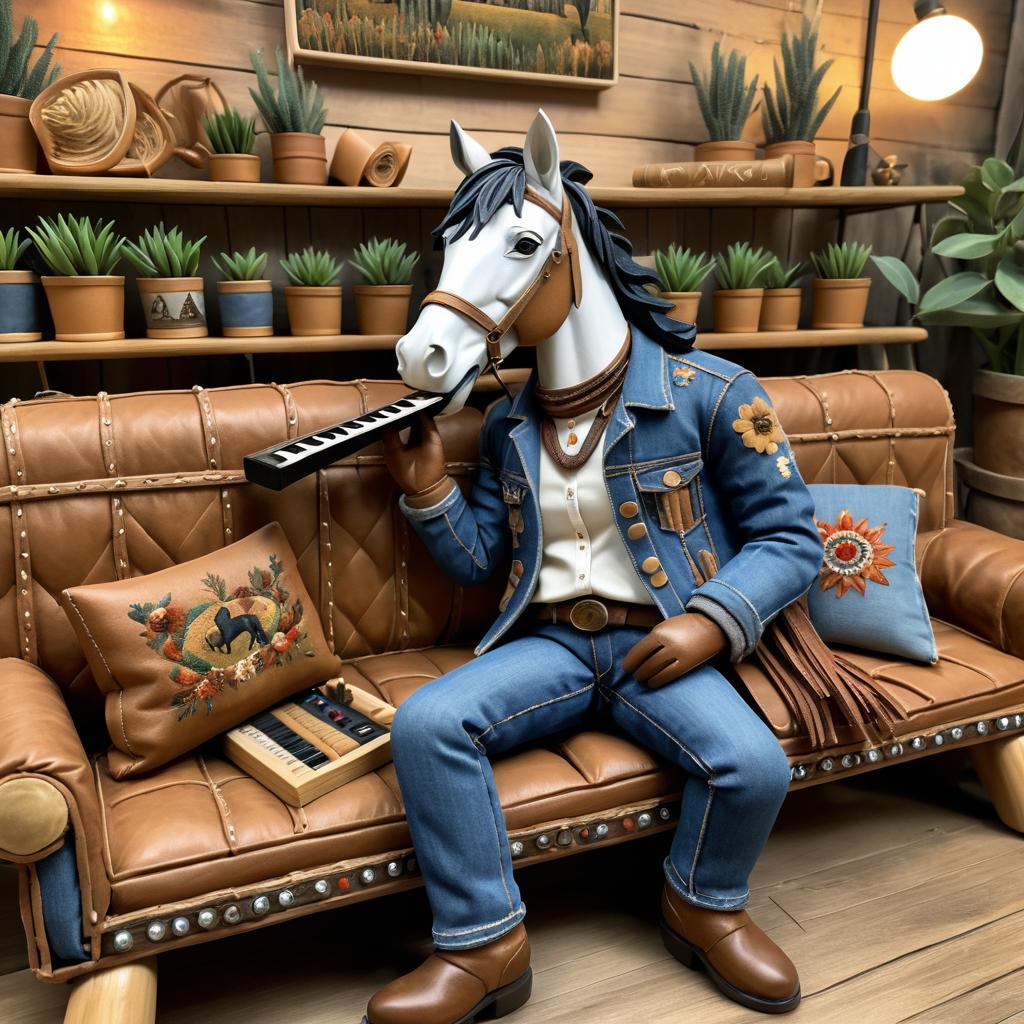 Folk Art Horse Lounging in Style