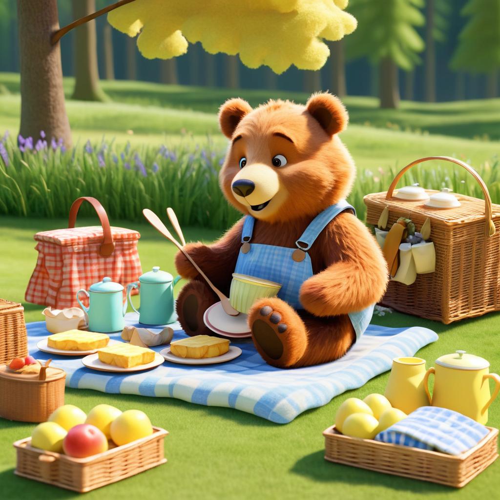 Cheerful Bear's Enchanted Picnic Adventure