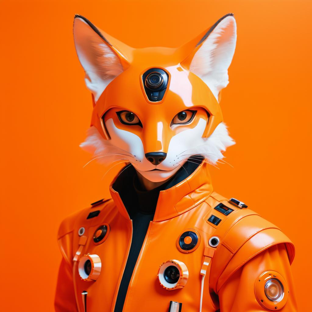 Surreal Robotic Fox-Human Portrait