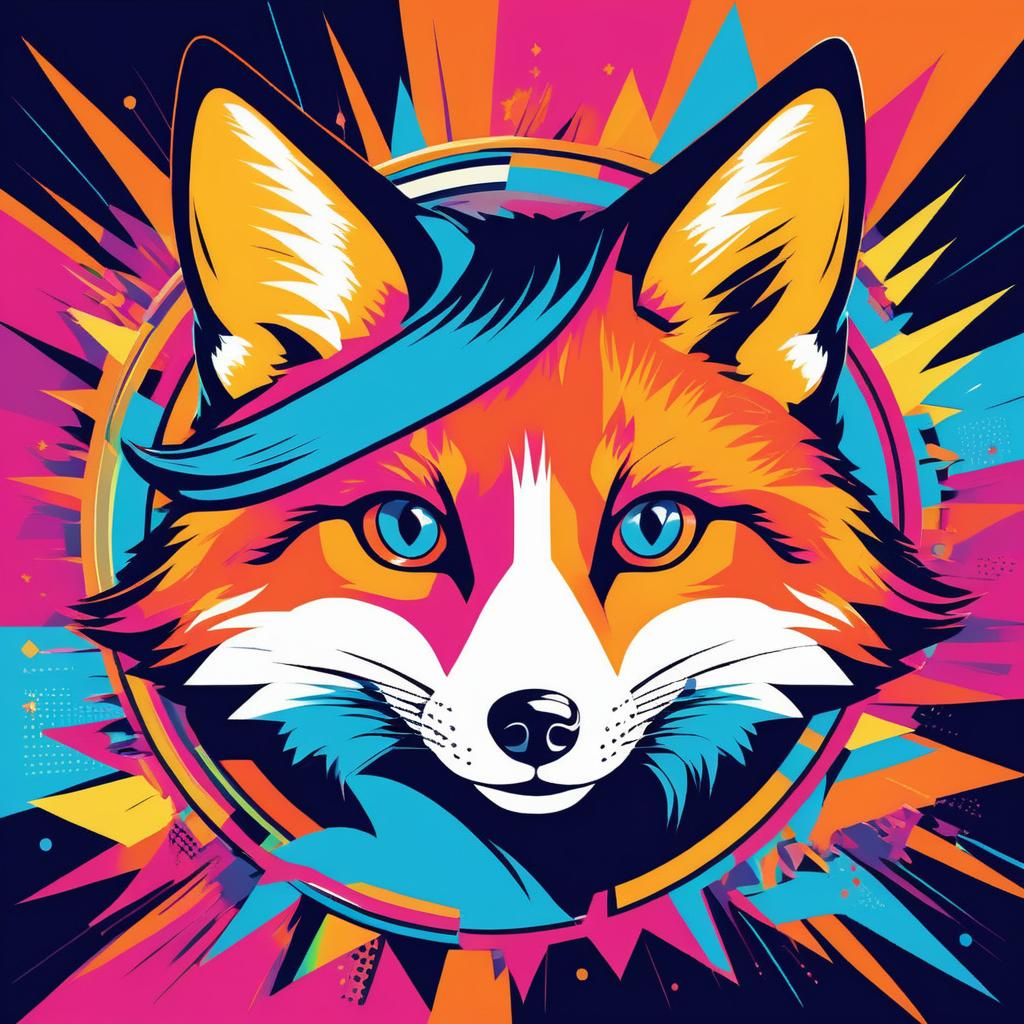 Vibrant Fox Illustration in Pop Art Style