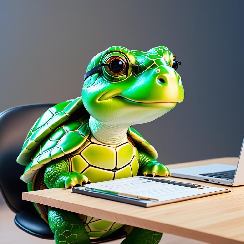 Confident Turtle at Work Portrait