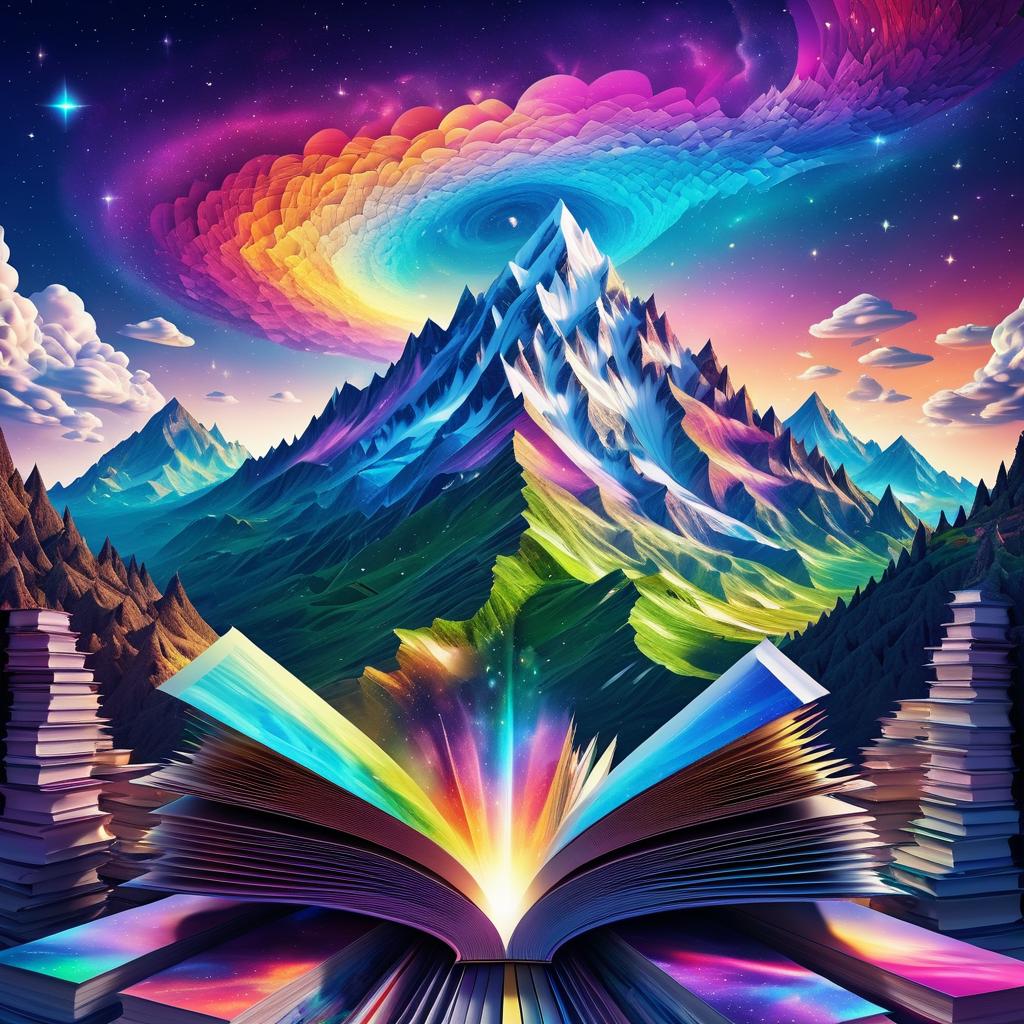 Surreal Mountain Landscape of Books