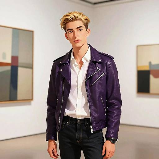 Stylish Young Man in Minimalist Gallery
