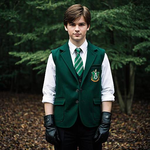 Young Man in Slytherin Hogwarts Costume