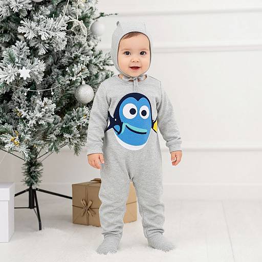 Infant Dory Costume by Christmas Tree