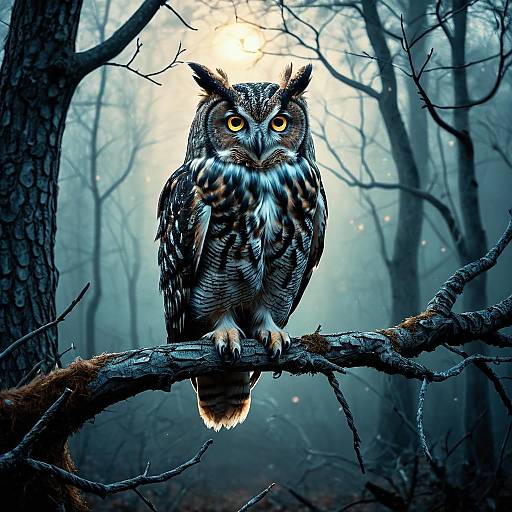 Mystical Owl Perched in Enchanted Forest