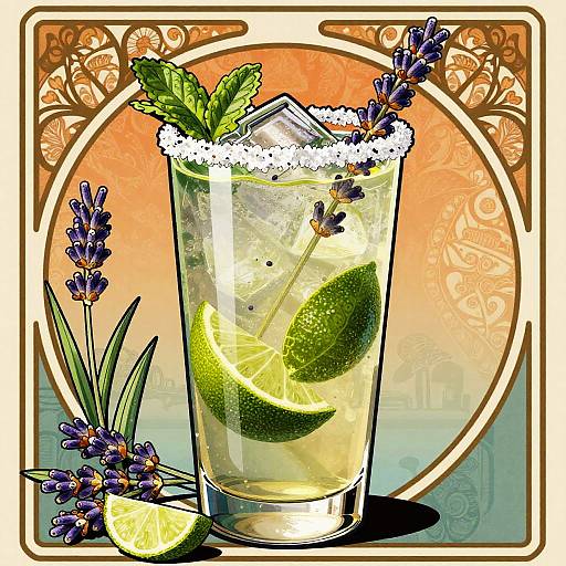 Lavender Mojito Art Nouveau Poster