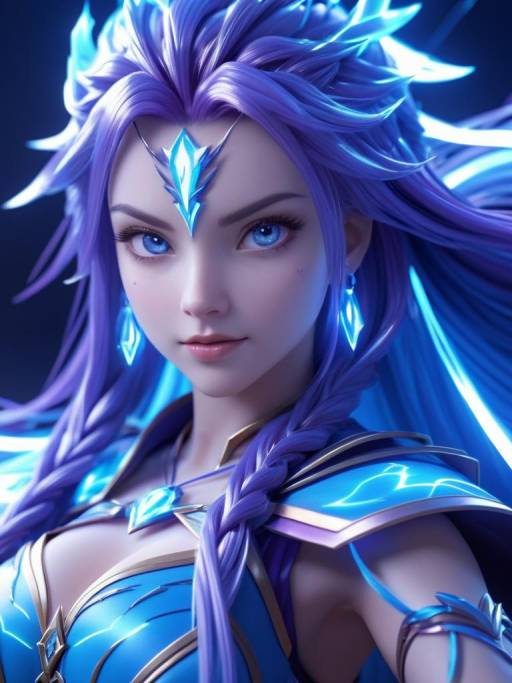 3D Anime Goddess of Lightning Artwork