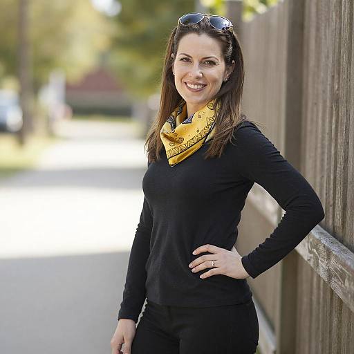 Smiling Woman by Wooden Fence