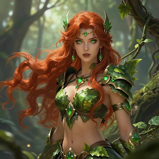 Fantasy Woman in Leafy Armor