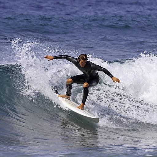 Dynamic Surfer Rides Vibrant Ocean Wave