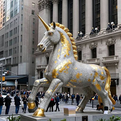 Giant Gold-Leaf Unicorn Statue