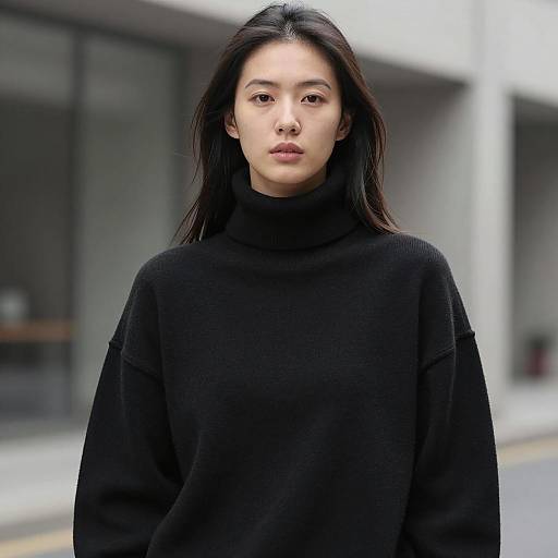 Photorealistic Casual Black Costume Portrait