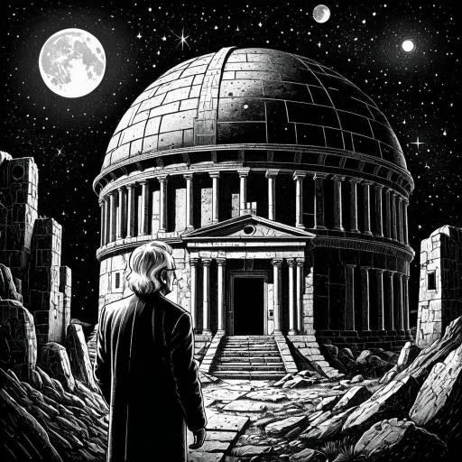 Elderly Astrophysicist at Ancient Observatory