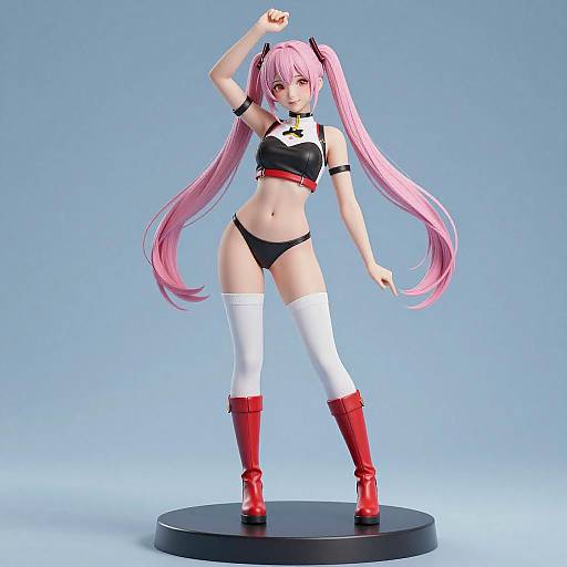 Dynamic Pink-Haired Anime Figure