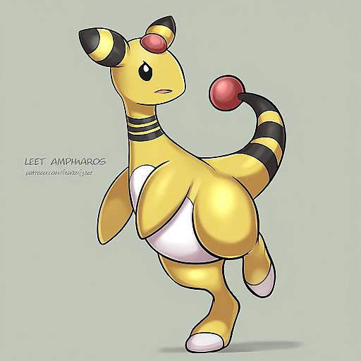 Illustration of Ampharos, pokemon in the style of Redjet