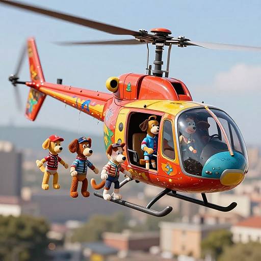 Twelve Thunderbird Puppets in Helicopter