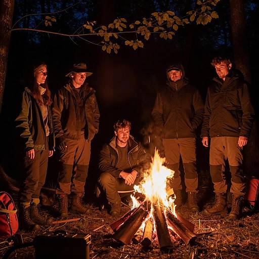 Friends Gathering Around a Campfire